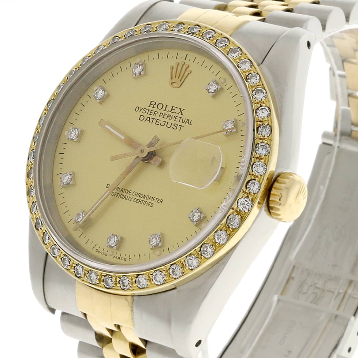 Rolex Datejust 2-Tone Yellow Gold/Steel Original Champagne Diamond Dial 36MM Automatic Jubilee Watch w/Diamond Bezel - Image 7