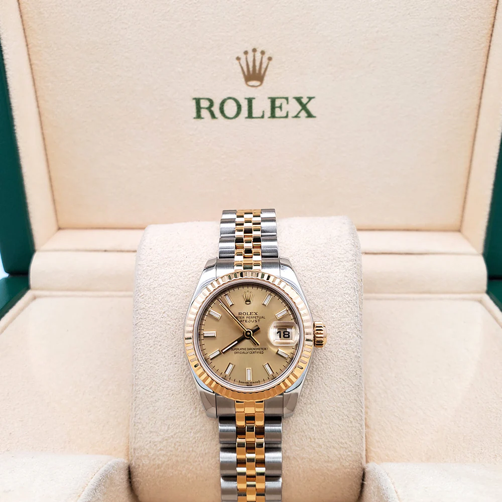 Rolex Datejust 26mm 179173 Champagne Index Dial Yellow Gold/Silver Watch Box/Apr - Image 3