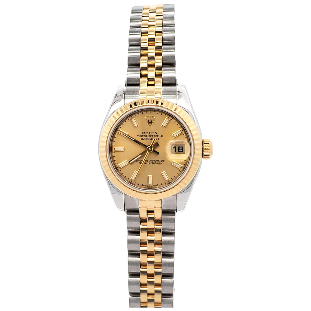 Rolex Datejust 26mm 179173 Champagne Index Dial Yellow Gold/Silver Watch Box/Apr - Image 4