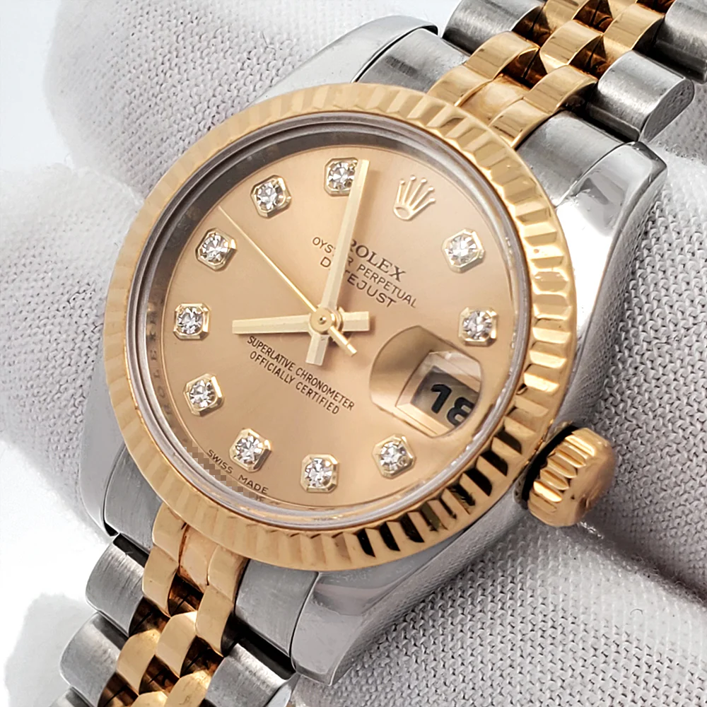 Rolex Datejust 26mm 179173 Factory Champagne Diamond 2-tone Yellow Gold/Steel Jubilee Watch - Image 2