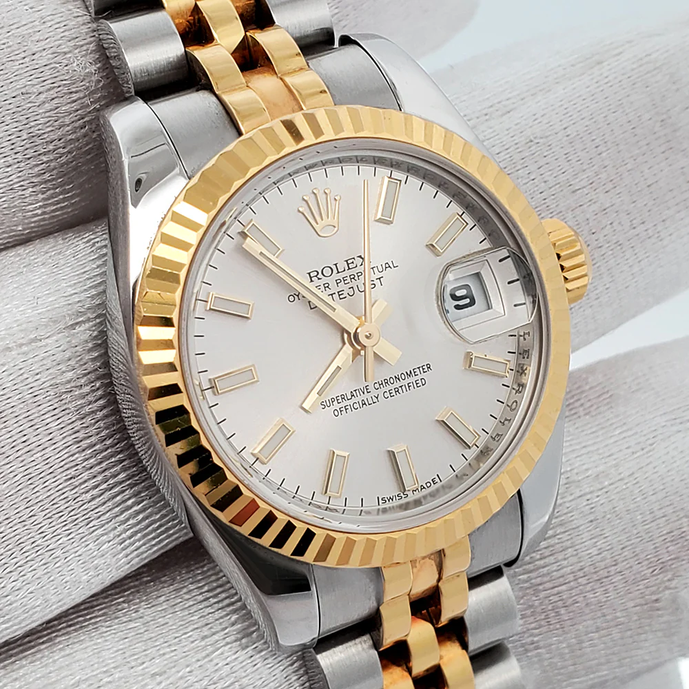 Rolex Datejust 26mm 179173 Silver Index Dial Yellow Gold Fluted Bezel Watch Box Papers - Image 2