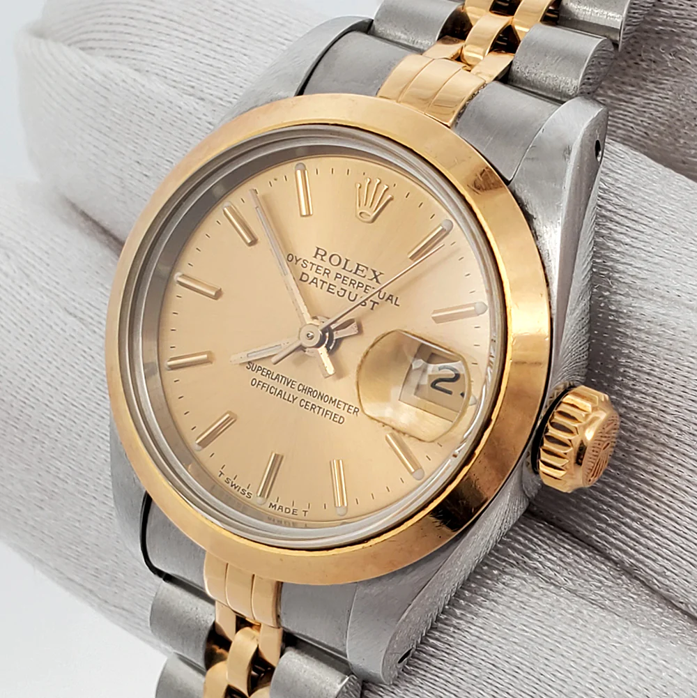 Rolex Datejust 26mm 2-Tone 69163 Champagne Index Dial Jubilee Watch Box Papers - Image 2