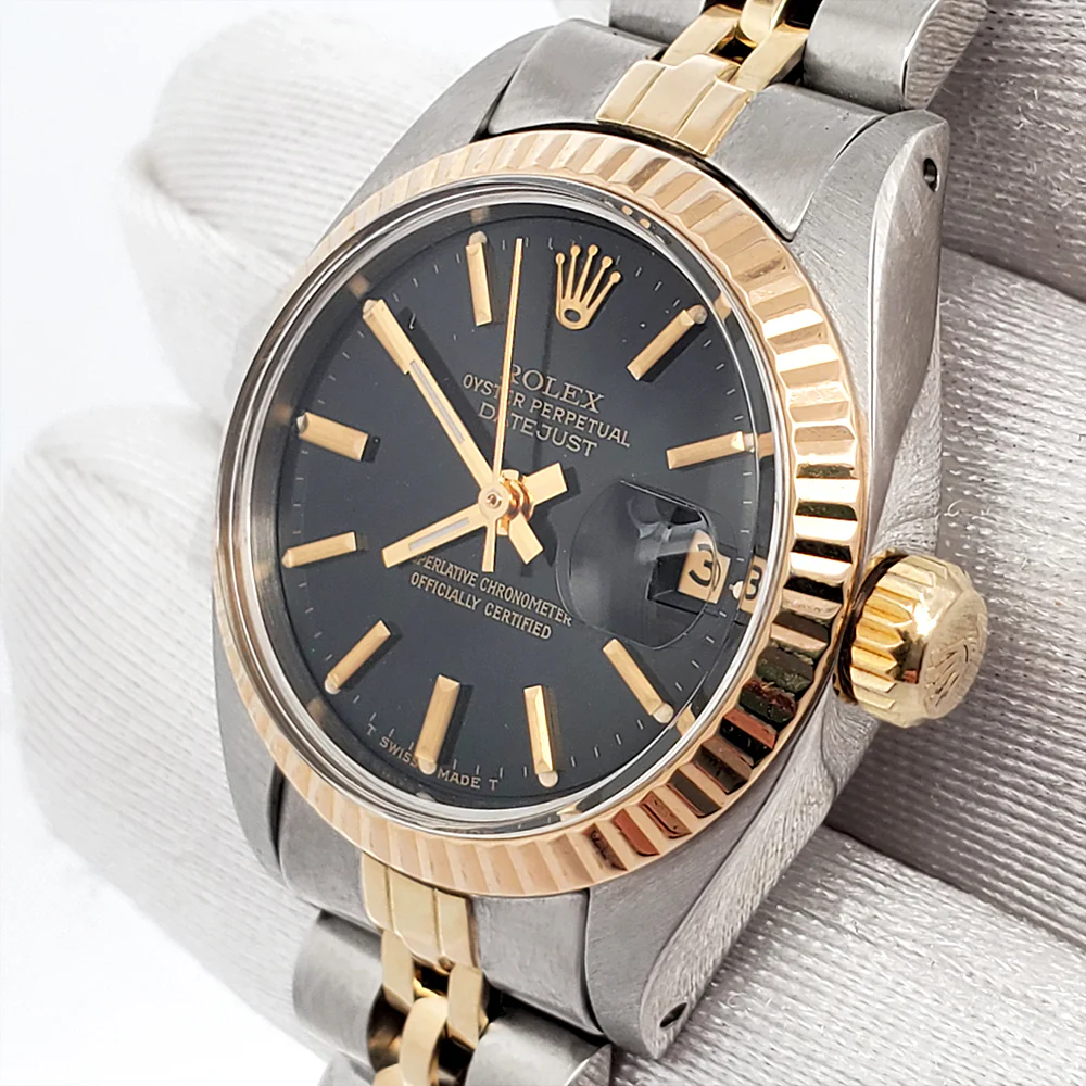 Rolex Datejust 26mm 2-Tone Black Dial Jubilee Watch 6917 Papers - Image 2