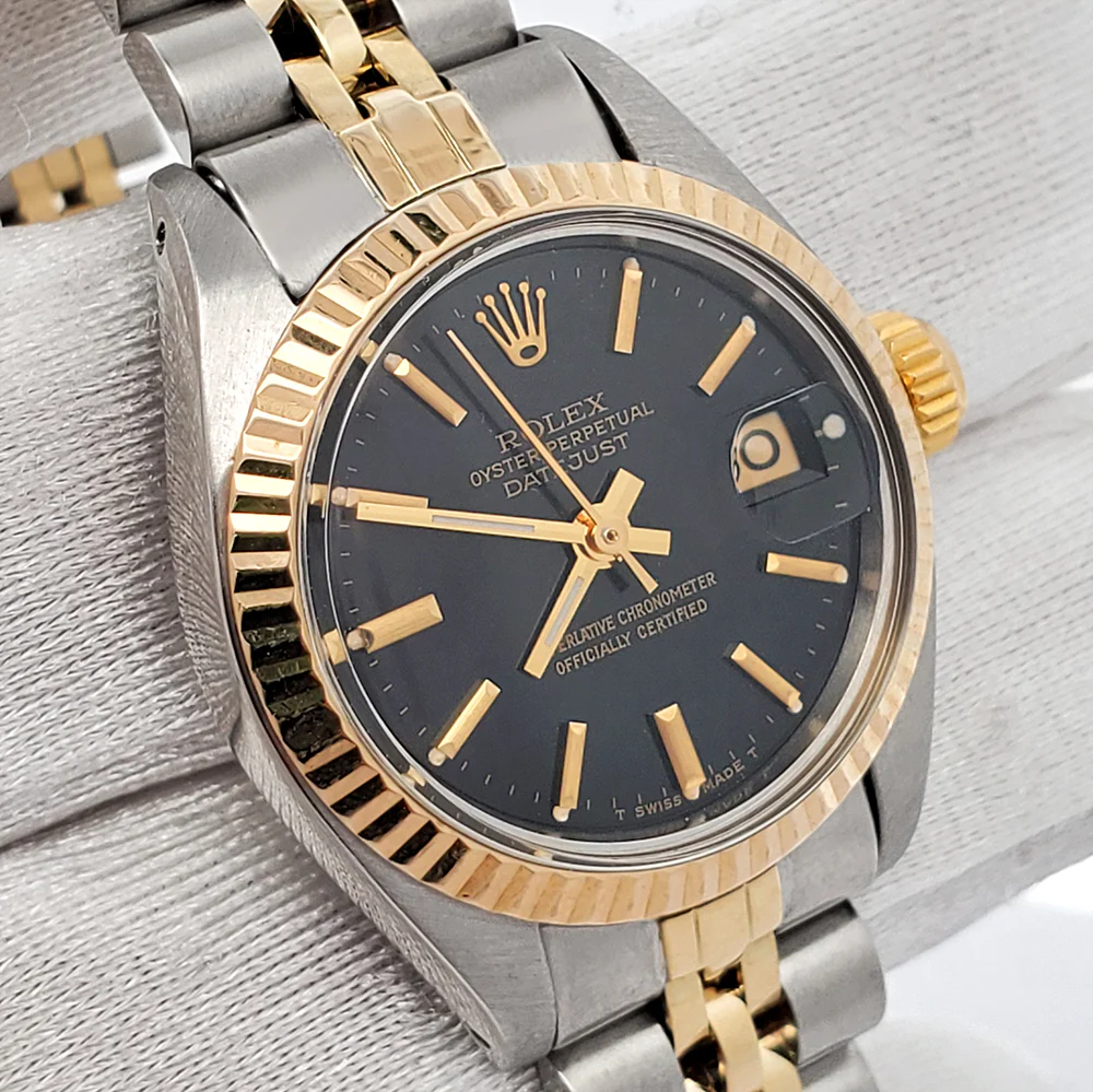 Rolex Datejust 26mm 2-Tone Black Dial Jubilee Watch 6917 Papers - Image 3