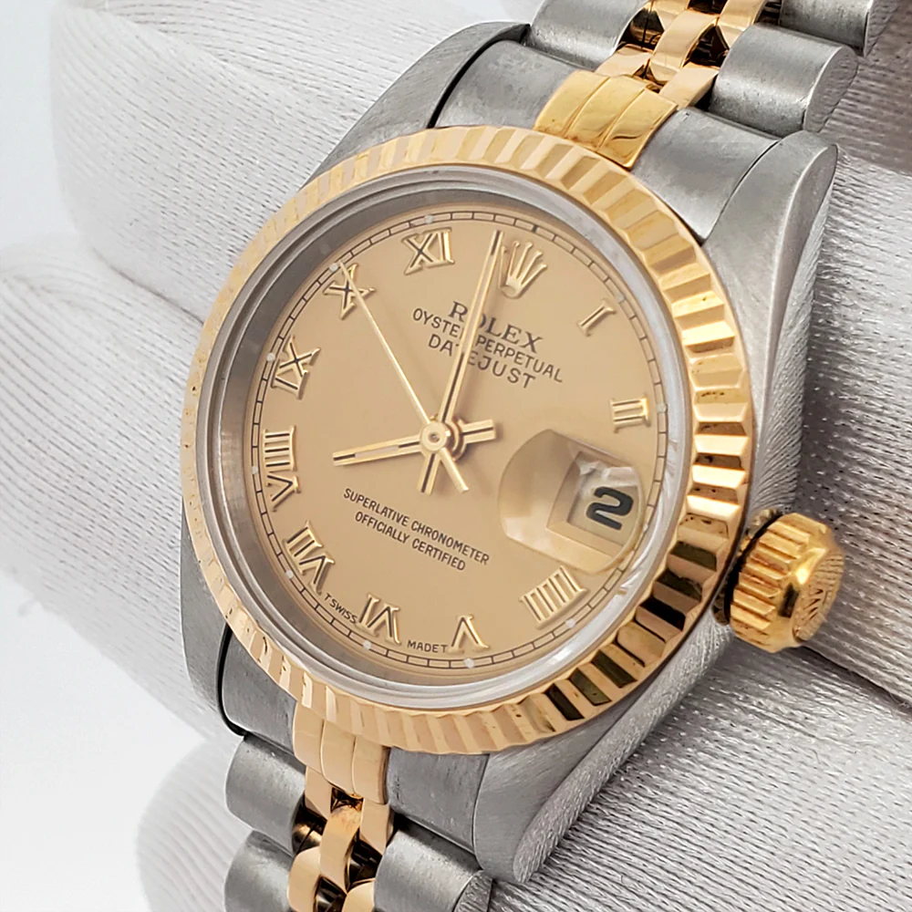 Rolex Datejust 26mm 2-Tone Champagne Roman Dial Yellow Gold/Steel Jubilee Watch 69173 Box papers - Image 3