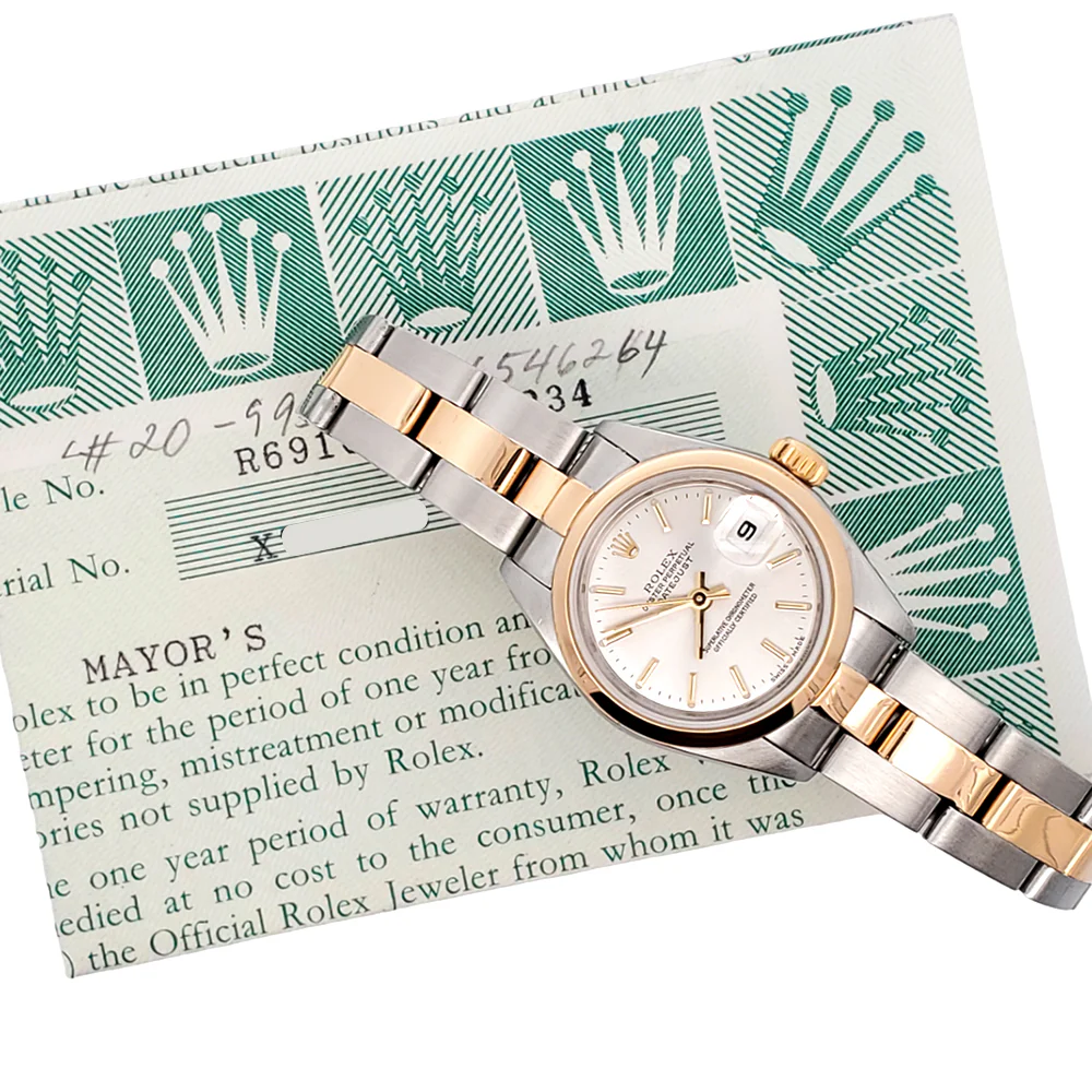 Rolex Datejust 26mm 69163 Silver Index Dial 2-Tone Yellow Gold and Steel Watch Papers - Image 2