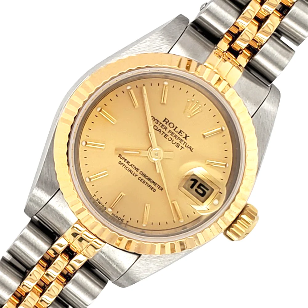 Rolex Datejust 26MM 69173 Factory Champagne Dial Yellow Gold Fluted Bezel Watch Box Papers - Image 2