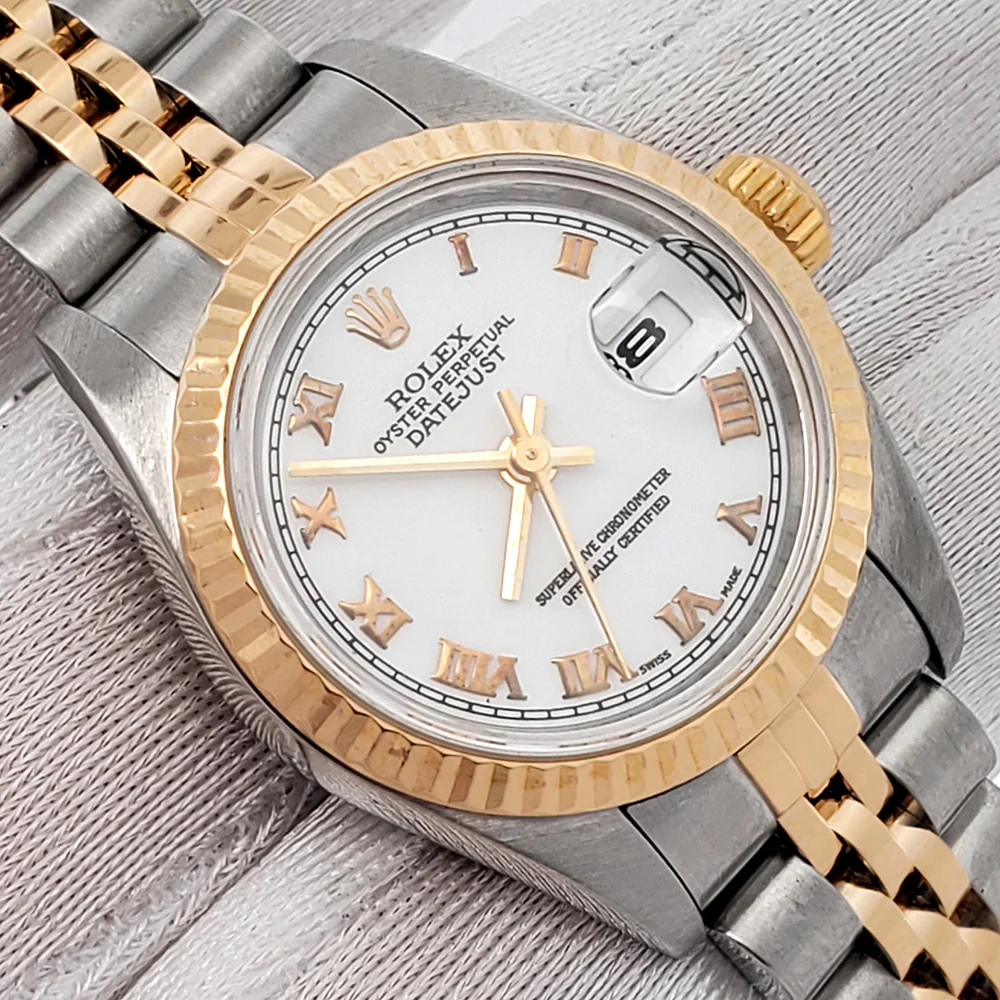 Rolex Datejust 26mm 79173 White Roman 2-Tone Yellow Gold/Steel Jubilee Watch - Image 2