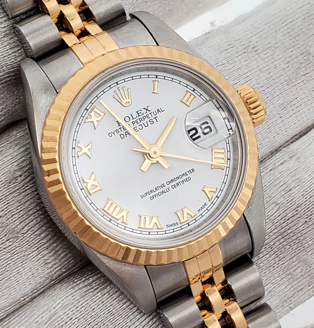 Rolex Datejust 26mm 79173 White Roman 2-Tone Yellow Gold/Steel Jubilee Watch Papers - Image 3