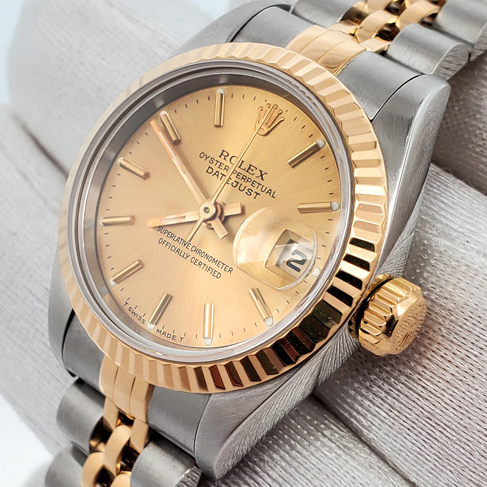 Rolex Datejust 26mm Champagne Dial 2-Tone Yellow Gold/Steel Jubilee Watch 69173 Papers - Image 2