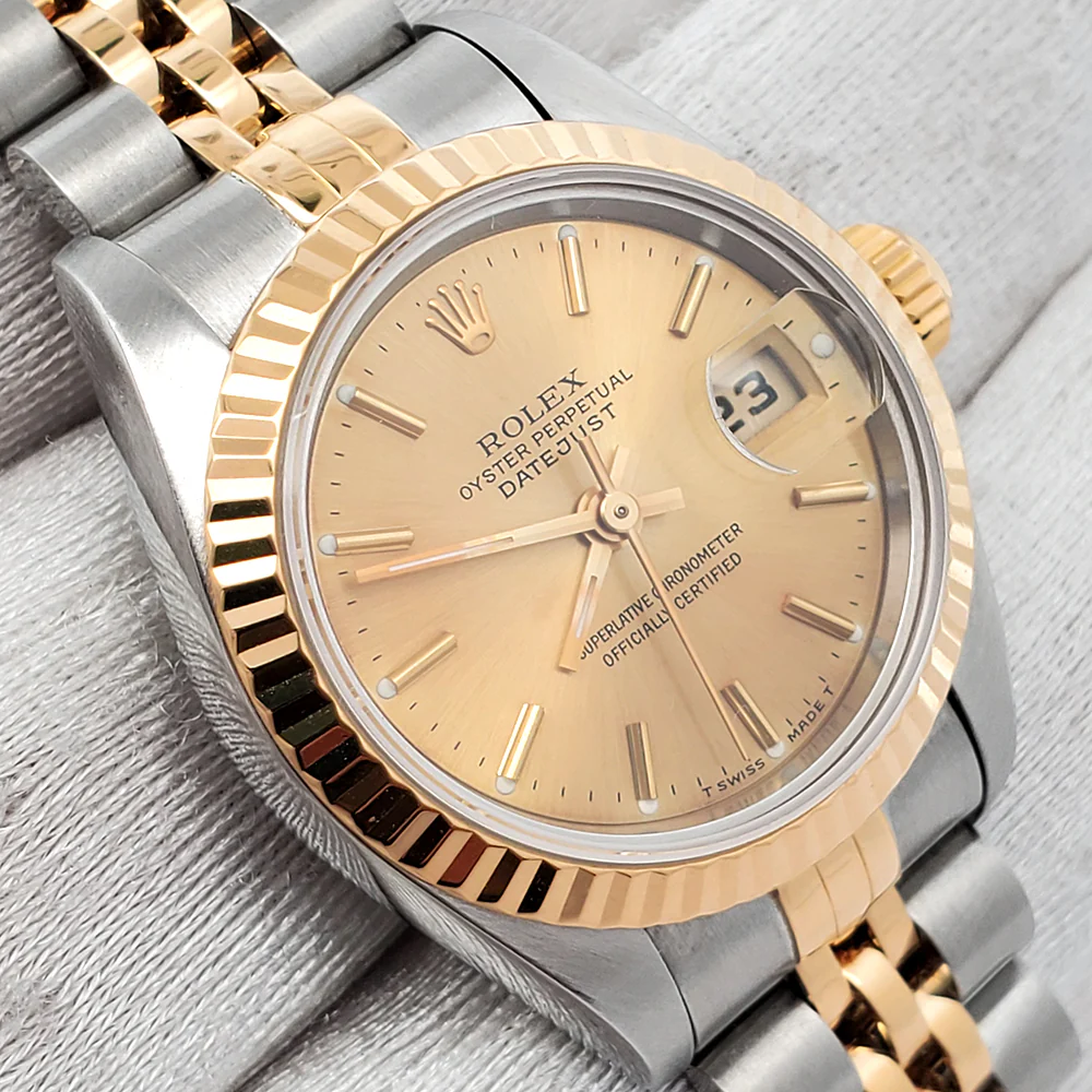 Rolex Datejust 26mm Champagne Dial 2-Tone Yellow Gold/Steel Jubilee Watch 69173 Papers - Image 3