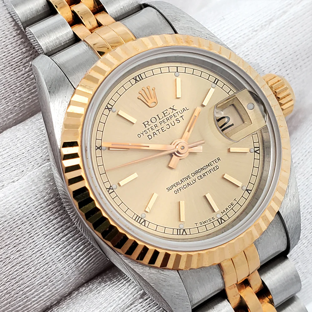 Rolex Datejust 26mm Champagne Dial 2-Tone Yellow Gold/Steel Jubilee Watch 69173 Papers - Image 3