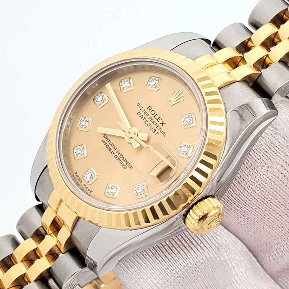 Rolex Datejust 26mm Factory Champagne Diamond Dial 2-tone Yellow/Gold Jubilee Watch 179173 Papers - Image 4