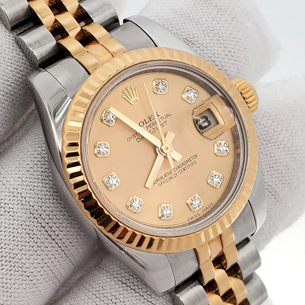 Rolex Datejust 26mm Factory Champagne Diamond Dial 2-tone Yellow/Gold Jubilee Watch 179173 Box Papers - Image 3