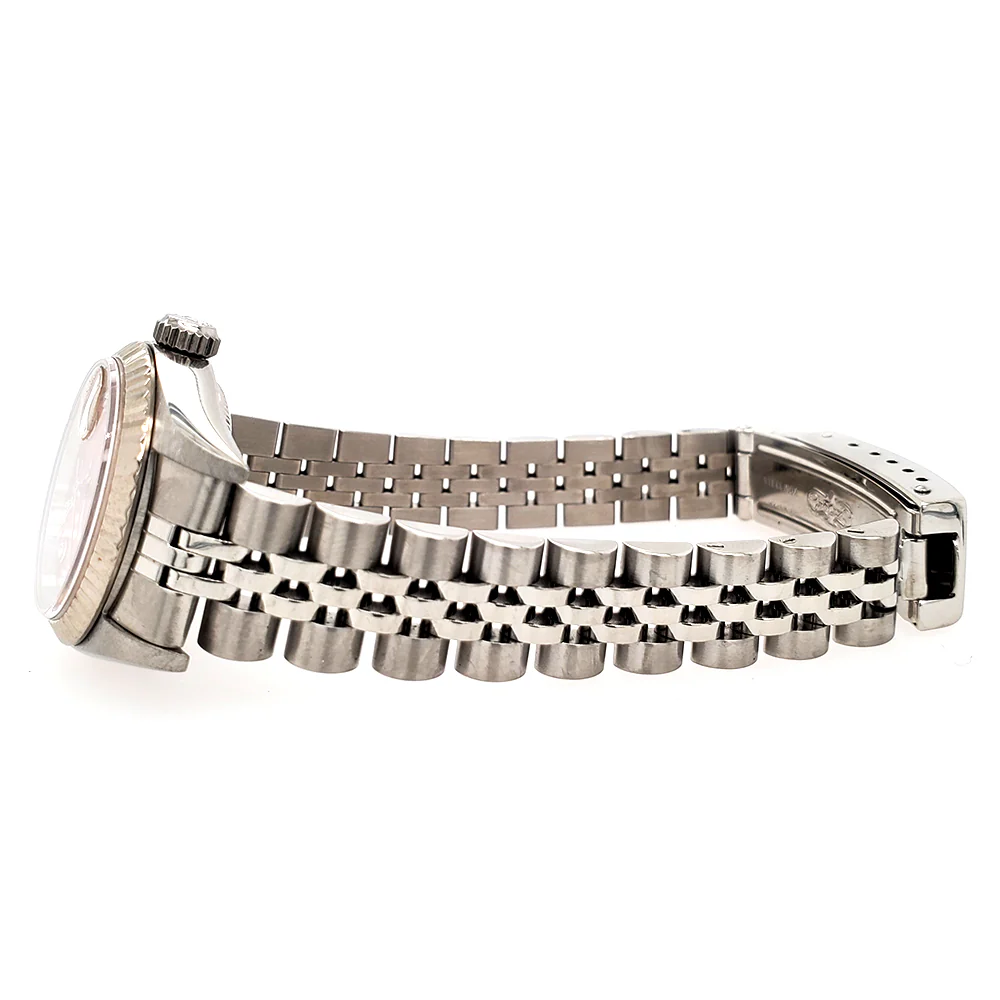 Rolex Datejust 26mm Factory Salmon Diamond Dial/White Gold Fluted Bezel/Steel Jubilee Watch 69174 - Image 3
