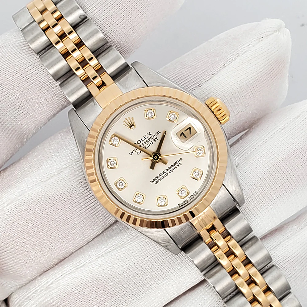 Rolex Datejust 26mm Factory Silver Diamond 2-Tone Yellow Gold/Steel Watch 79173 - Image 3