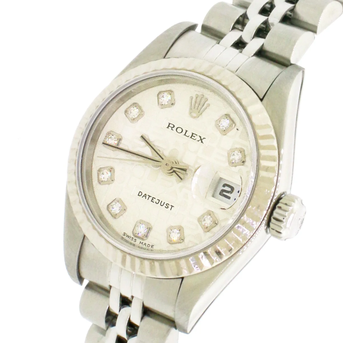 Rolex Datejust 26mm White Gold/Steel Diamond Jubilee Silver Dial 79174 Box Papers - Image 3