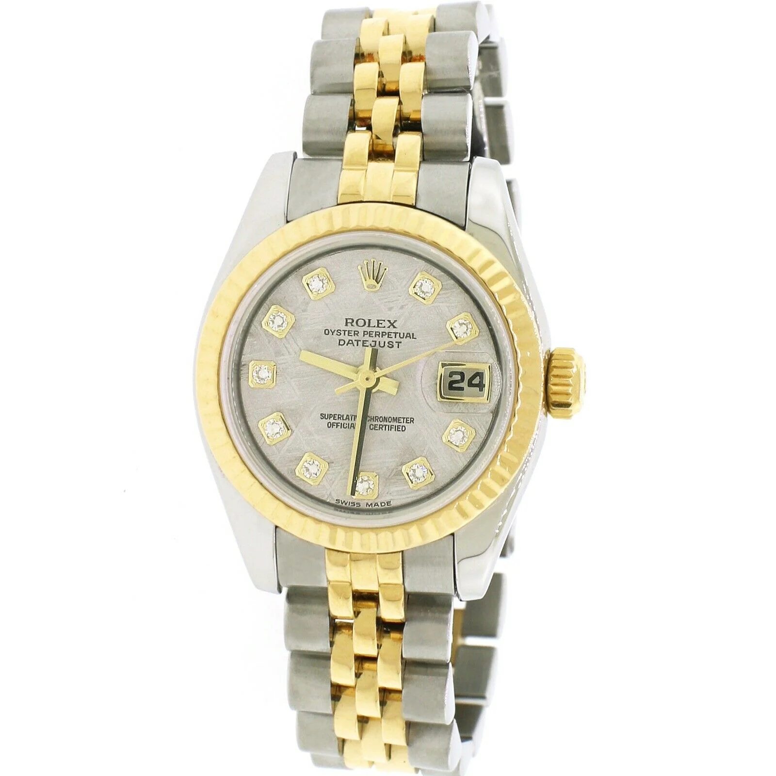 Rolex Datejust 26mm Yellow Gold/Steel Factory Meteorite Diamond Dial Jubilee Watch 179173 - Image 3