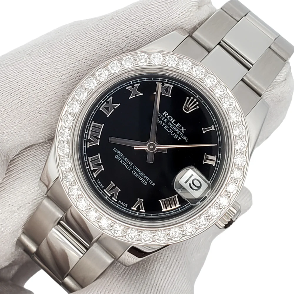 Rolex Datejust 31mm 1.62ct Diamond Bezel/Black Roman Dial 178240 Watch Box Papers - Image 2