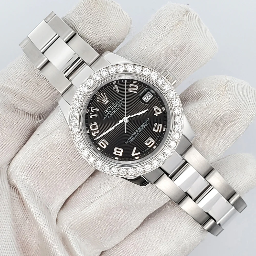Rolex Datejust 31mm 1.6ct 178240 Diamond Bezel/Black Concentric Dial Stainless Steel Watch - Image 3