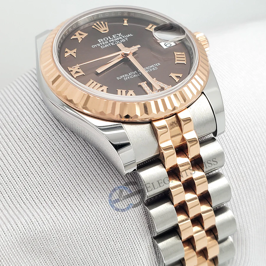 Rolex Datejust 31mm 178271 2-tone Chocolate Diamond Roman VI Roman Dial Jubilee Watch 2017 Box Papers - Image 3
