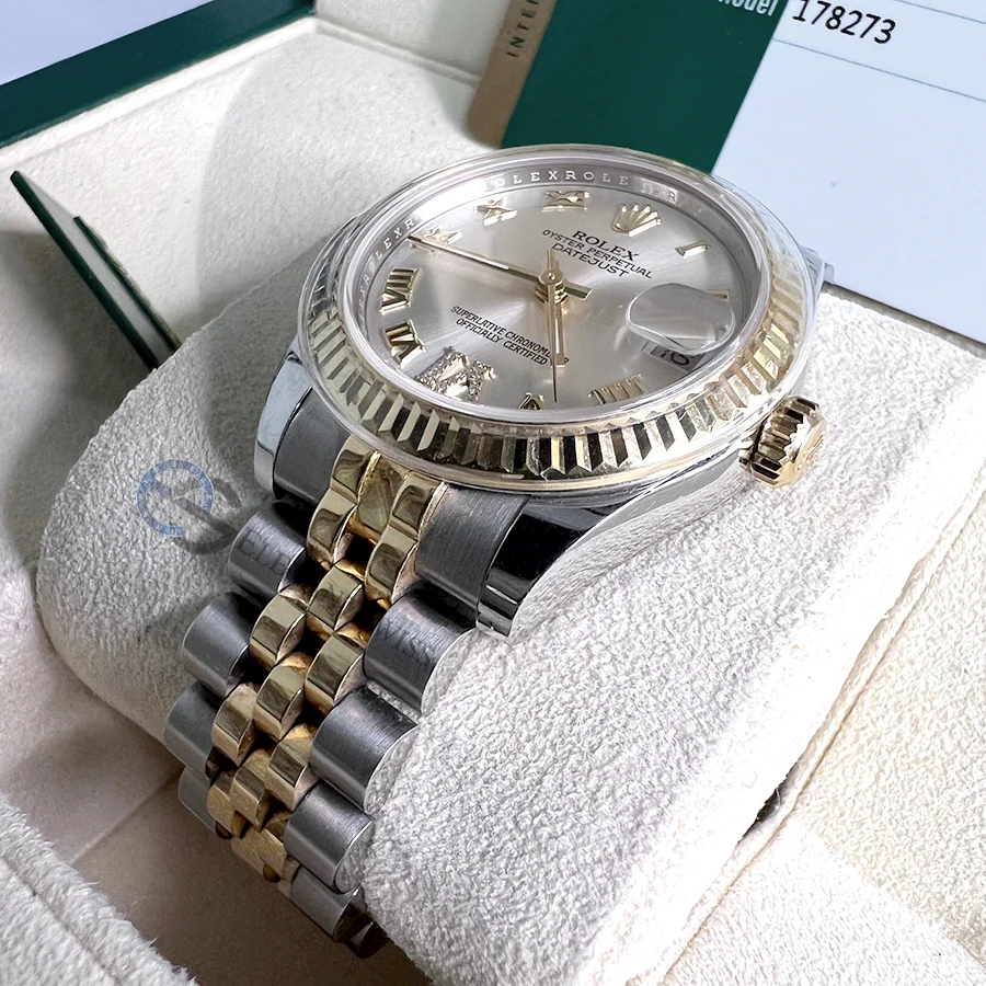 Rolex Datejust 31mm 178273 2-tone Silver Diamond Roman VI Roman Dial Jubilee Watch Box Papers - Image 2