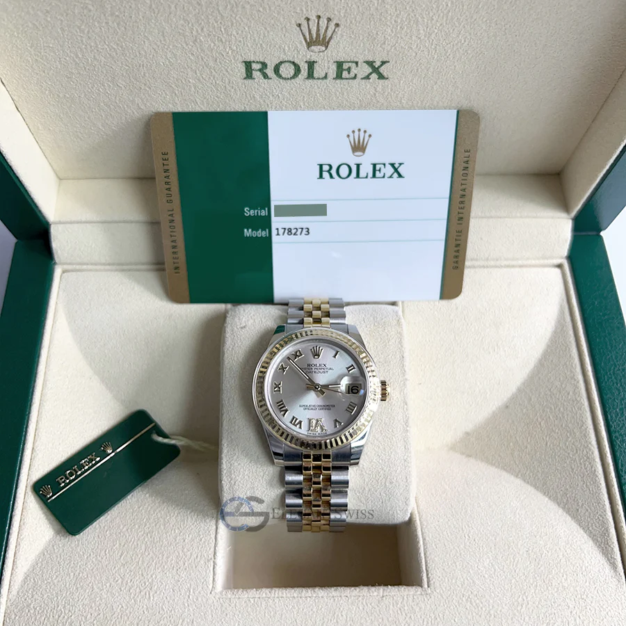 Rolex Datejust 31mm 178273 2-tone Silver Diamond Roman VI Roman Dial Jubilee Watch Box Papers - Image 5