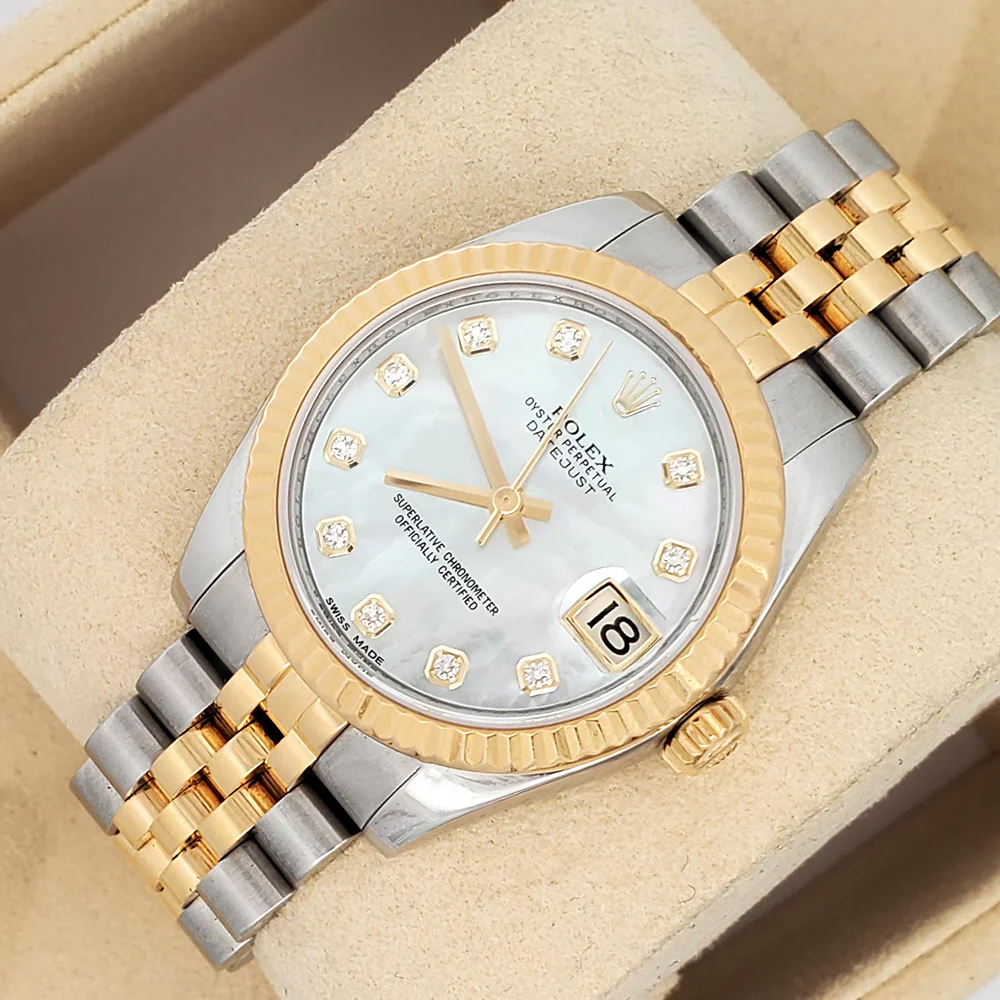 Rolex Datejust 31mm 178273 Factory Diamond Mother of Pearl Dial 2-tone Yellow Gold/Steel Jubilee Watch