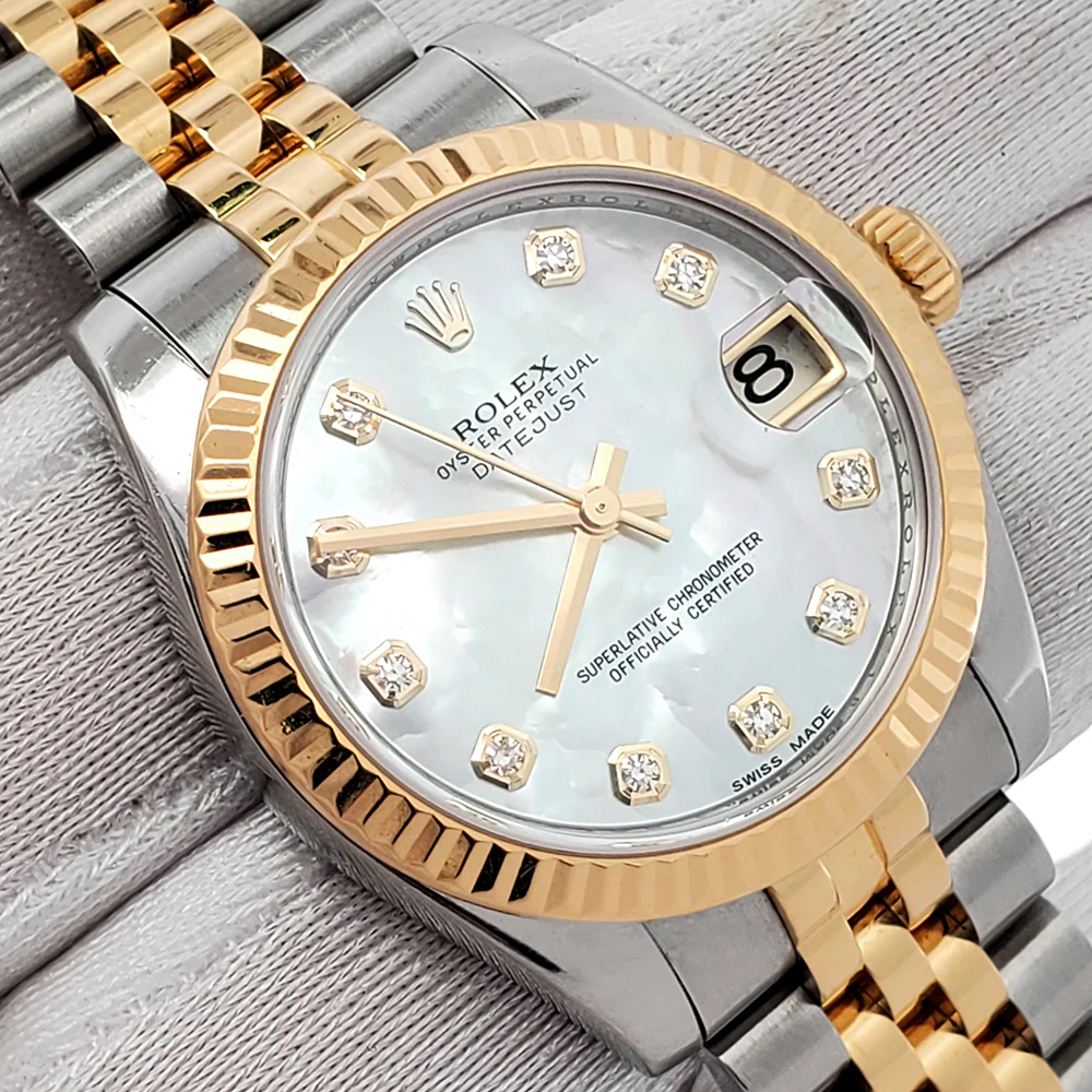 Rolex Datejust 31mm 178273 Factory Diamond Mother of Pearl Dial 2-tone Yellow Gold/Steel Jubilee Watch - Image 3