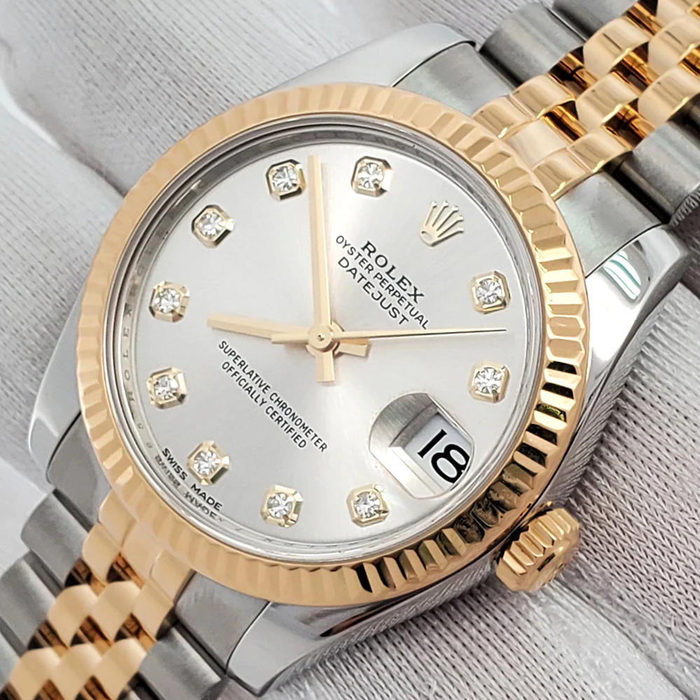 Rolex Datejust 31mm 178273 Factory Diamond Silver 2-tone Yellow Gold/Steel Jubilee Watch Box Papers - Image 2