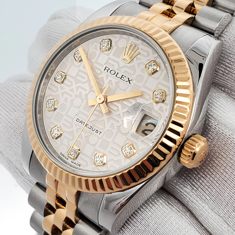 Rolex Datejust 31mm 178273 Factory Diamond Silver Jubilee 2-tone Yellow Gold/Steel Watch Box Papers