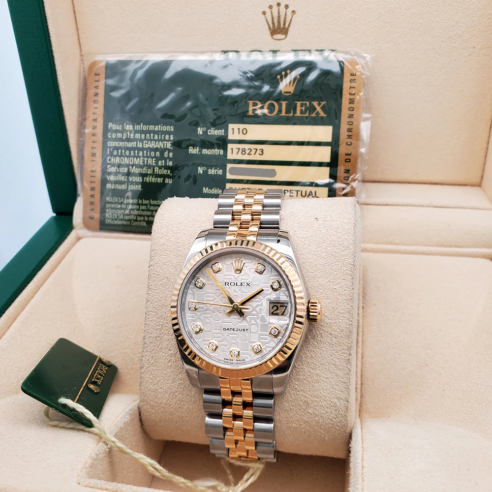 Rolex Datejust 31mm 178273 Factory Diamond Silver Jubilee 2-tone Yellow Gold/Steel Watch Box Papers - Image 2