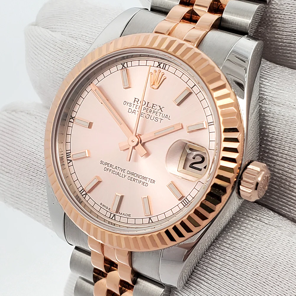 Rolex Datejust 31mm 2-tone 178271 Pink Index Dial Jubilee Watch Box Papers