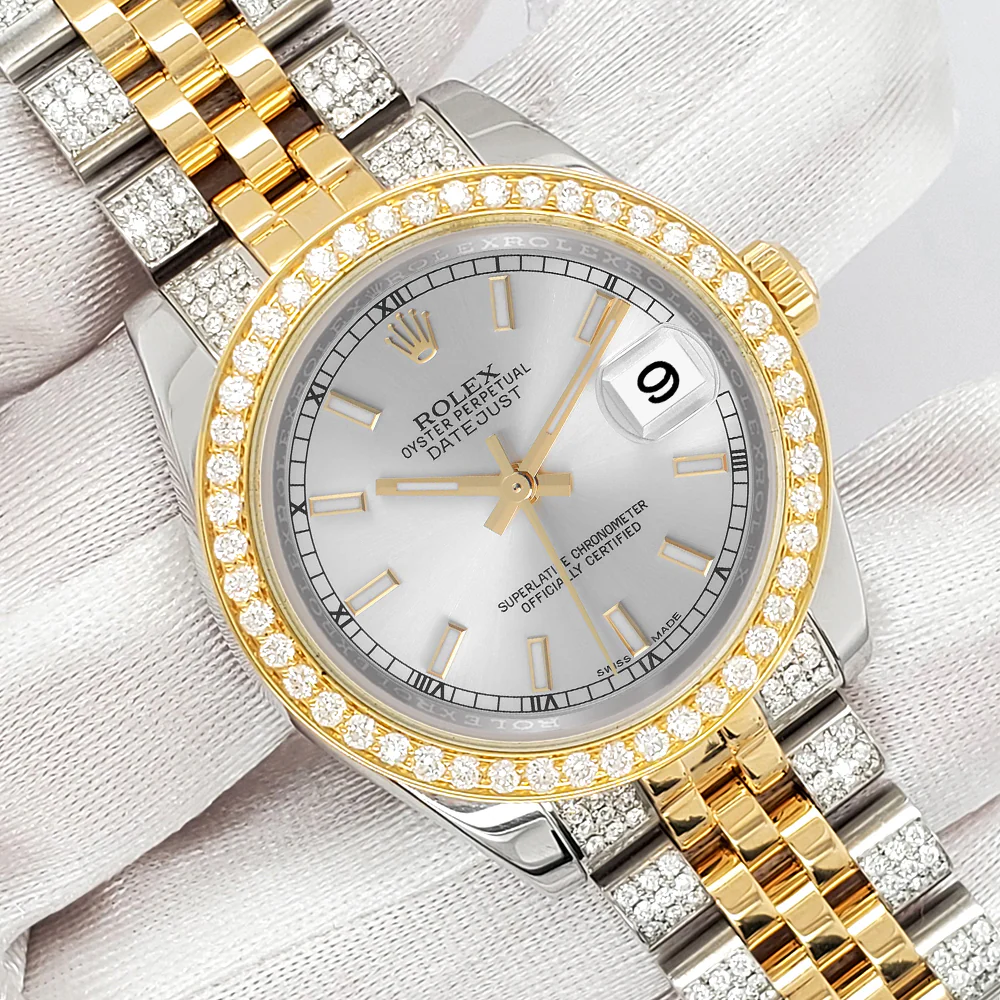 Rolex Datejust 31mm 2-Tone 178273 3.56ct Diamond Bezel/Bracelet Silver Index Dial Watch - Image 2