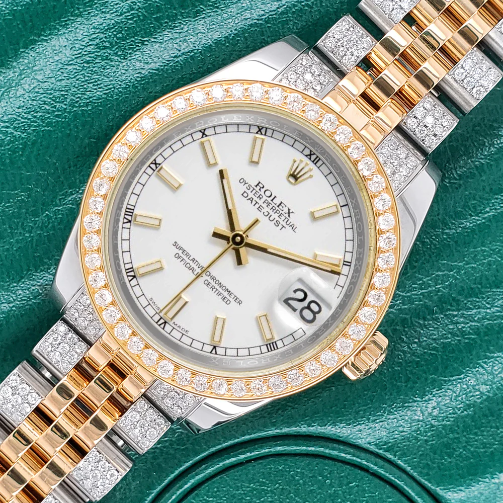 Rolex Datejust 31mm 2-Tone 178273 3.56ct Diamond Bezel/Bracelet White Index Dial Watch - Image 3