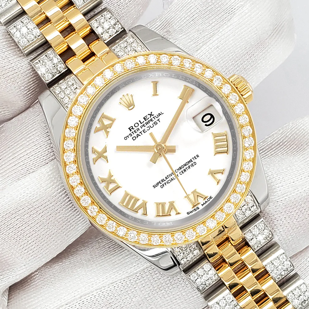 Rolex Datejust 31mm 2-Tone 178273 3.56ct Diamond Bezel/Bracelet White Roman Dial Watch - Image 2