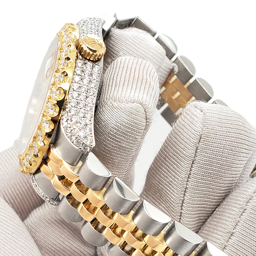 Rolex Datejust 31mm 2-Tone 178273 Champagne Floral Dial 4.4ct Diamond Bezel/Case Watch - Image 4