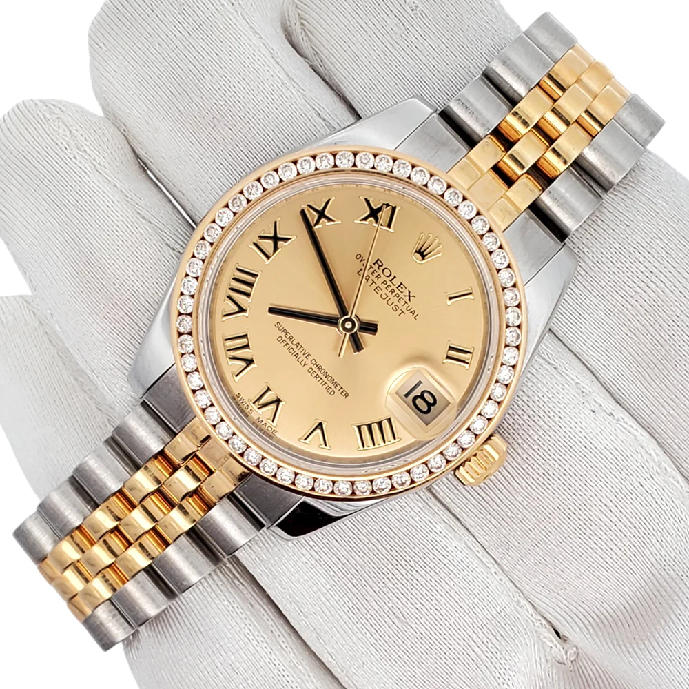 Rolex Datejust 31mm 2-Tone 178273 Champagne Roman Dial Jubilee Watch w/Diamond Bezel - Image 2