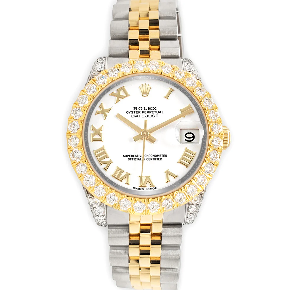 Rolex Datejust 31mm 2-Tone 178273 White Roman Dial 4.4ct Diamond Bezel/Case Watch - Image 2