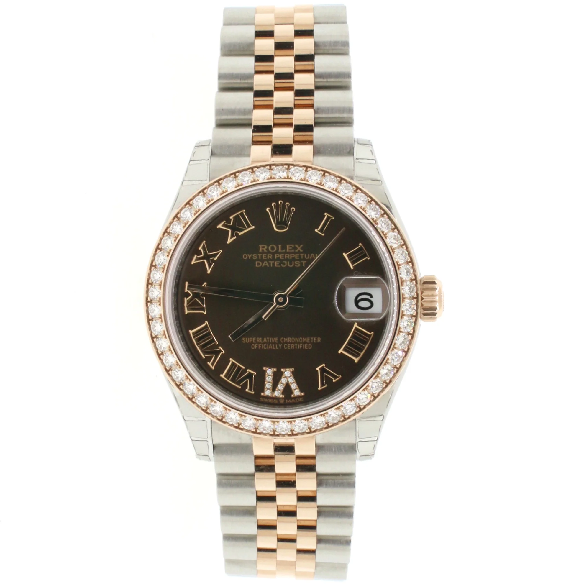 Rolex Datejust 31MM 2-Tone 18K Everose Gold/ Steel Chocolate Roman Dial Ladies Watch Box Papers - Image 2