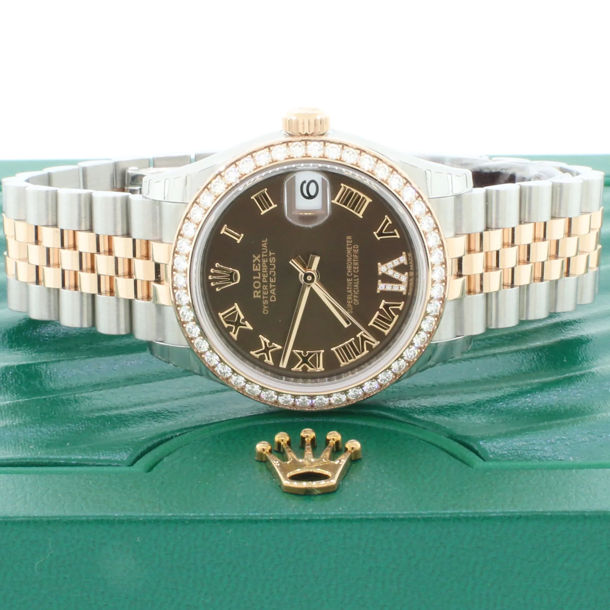 Rolex Datejust 31MM 2-Tone 18K Everose Gold/ Steel Chocolate Roman Dial Ladies Watch Box Papers - Image 3