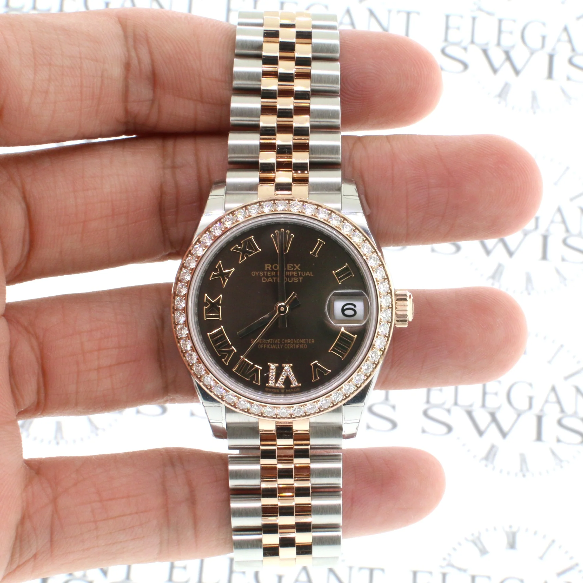 Rolex Datejust 31MM 2-Tone 18K Everose Gold/ Steel Chocolate Roman Dial Ladies Watch Box Papers - Image 7