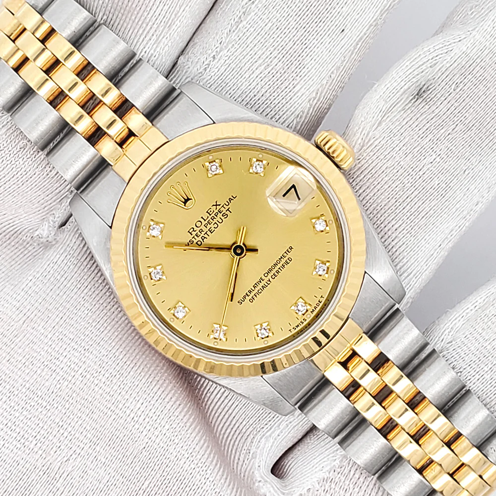 Rolex Datejust 31mm 2-Tone Factory Champagne Diamond Dial Jubilee Watch 68273 - Image 3
