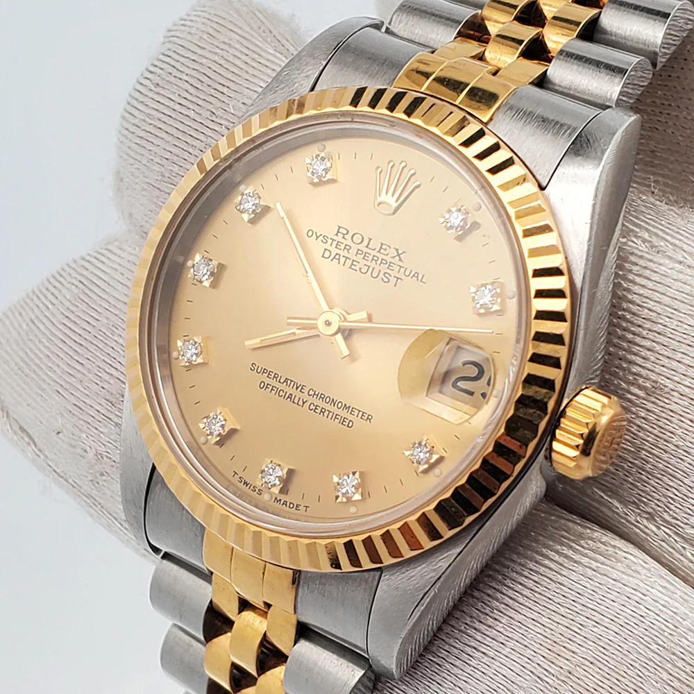 Rolex Datejust 31mm 2-Tone Factory Champagne Diamond Dial Jubilee Watch 68273 Box Papers - Image 3