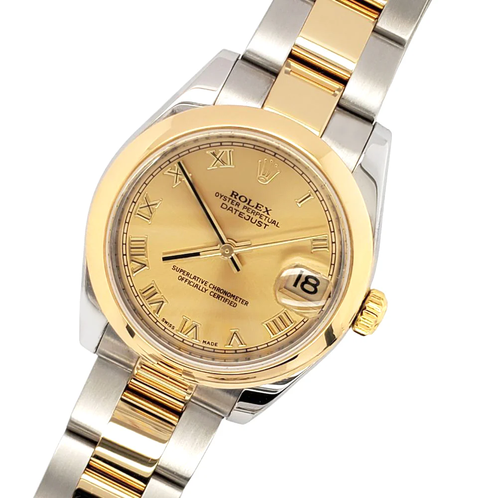 Rolex Datejust 31mm 2-tone Factory Champagne Roman Dial Watch 178243