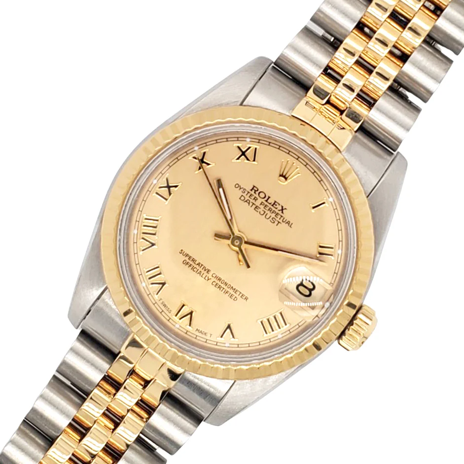 Rolex Datejust 31mm 2-tone Factory Champagne Roman Dial Watch 68243