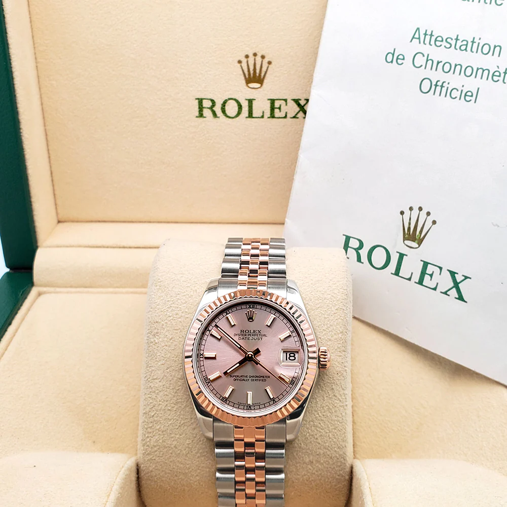 Rolex Datejust 31mm 2-tone Rose Gold/Steel 178271 Fluted Bezel Jubilee Watch Box Papers - Image 3