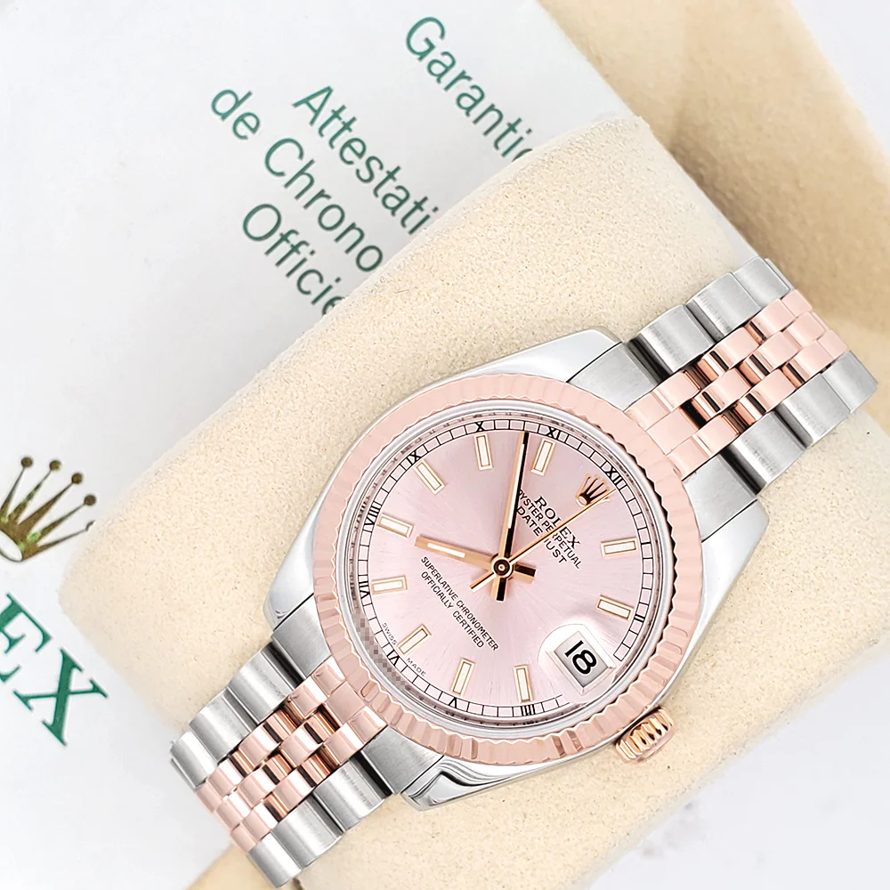 Rolex Datejust 31mm 2-tone Rose Gold/Steel 178271 Fluted Bezel Jubilee Watch Box Papers - Image 4