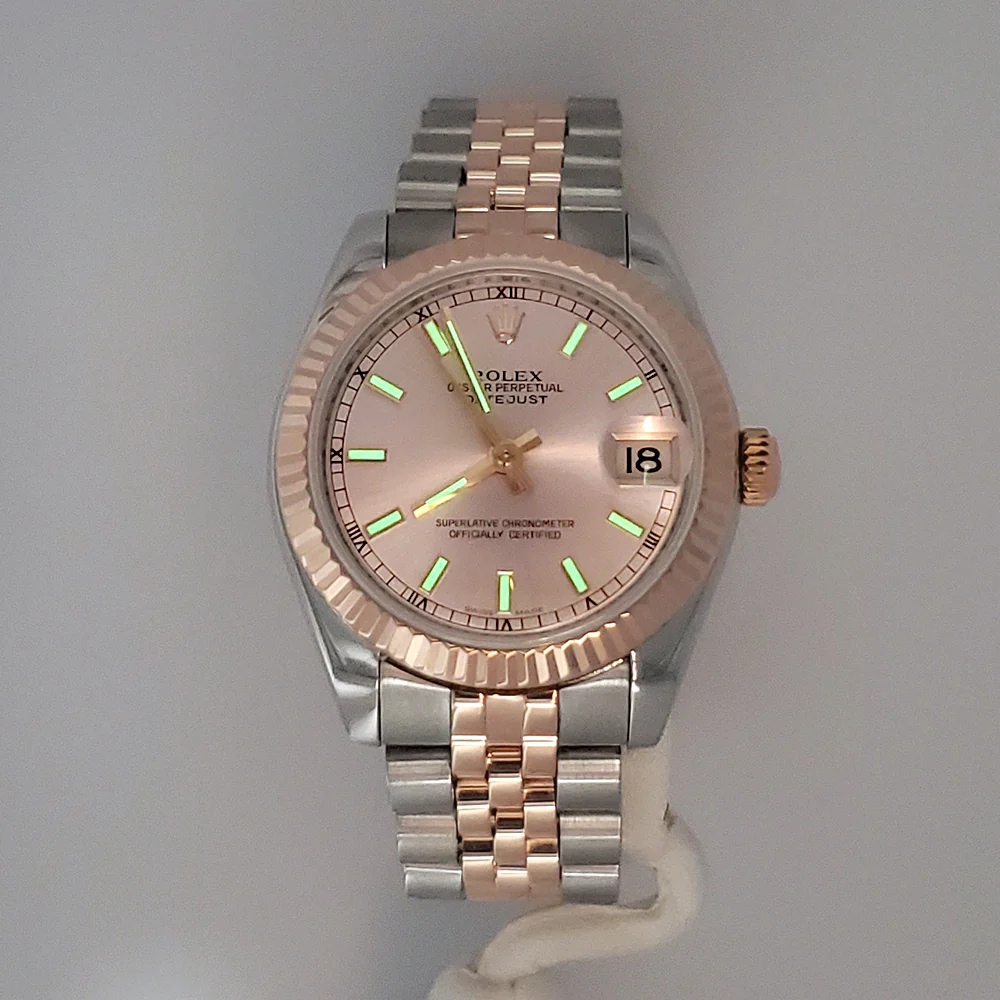 Rolex Datejust 31mm 2-tone Rose Gold/Steel 178271 Fluted Bezel Jubilee Watch Box Papers - Image 8