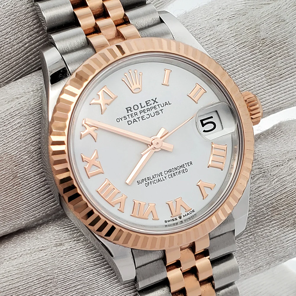 2021 Rolex Datejust 31mm 2-tone Rose Gold/Steel White Roman Jubilee Watch Box Papers 278271 - Image 3